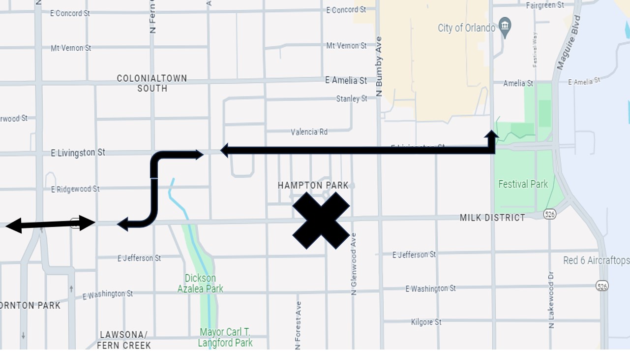 Map of the street closure on Robinson Street.
