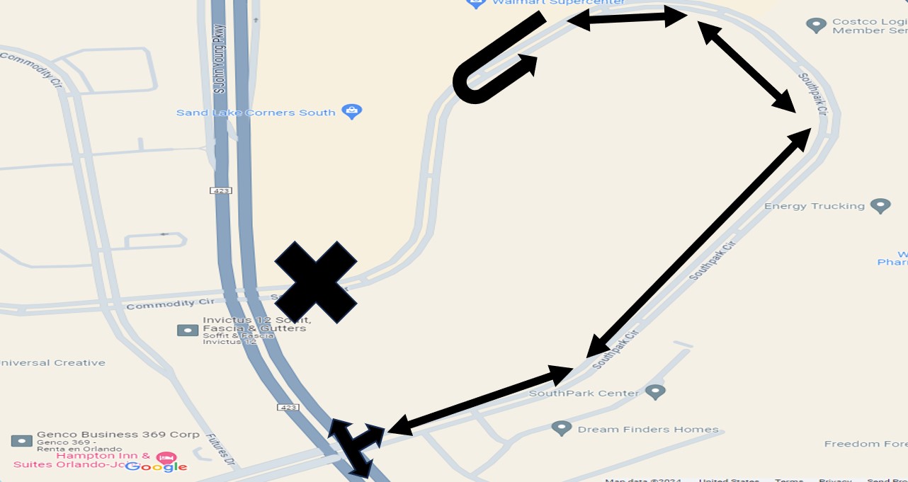 map of closure at South Park Circle.