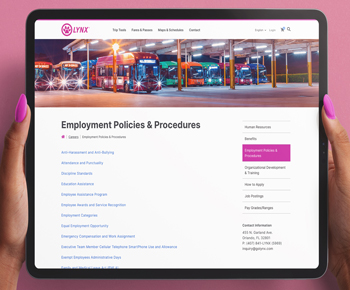 Policies & Procedures web page screenshot