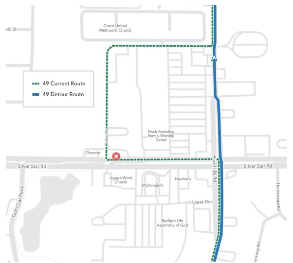 Map of Detour on Belco Drive