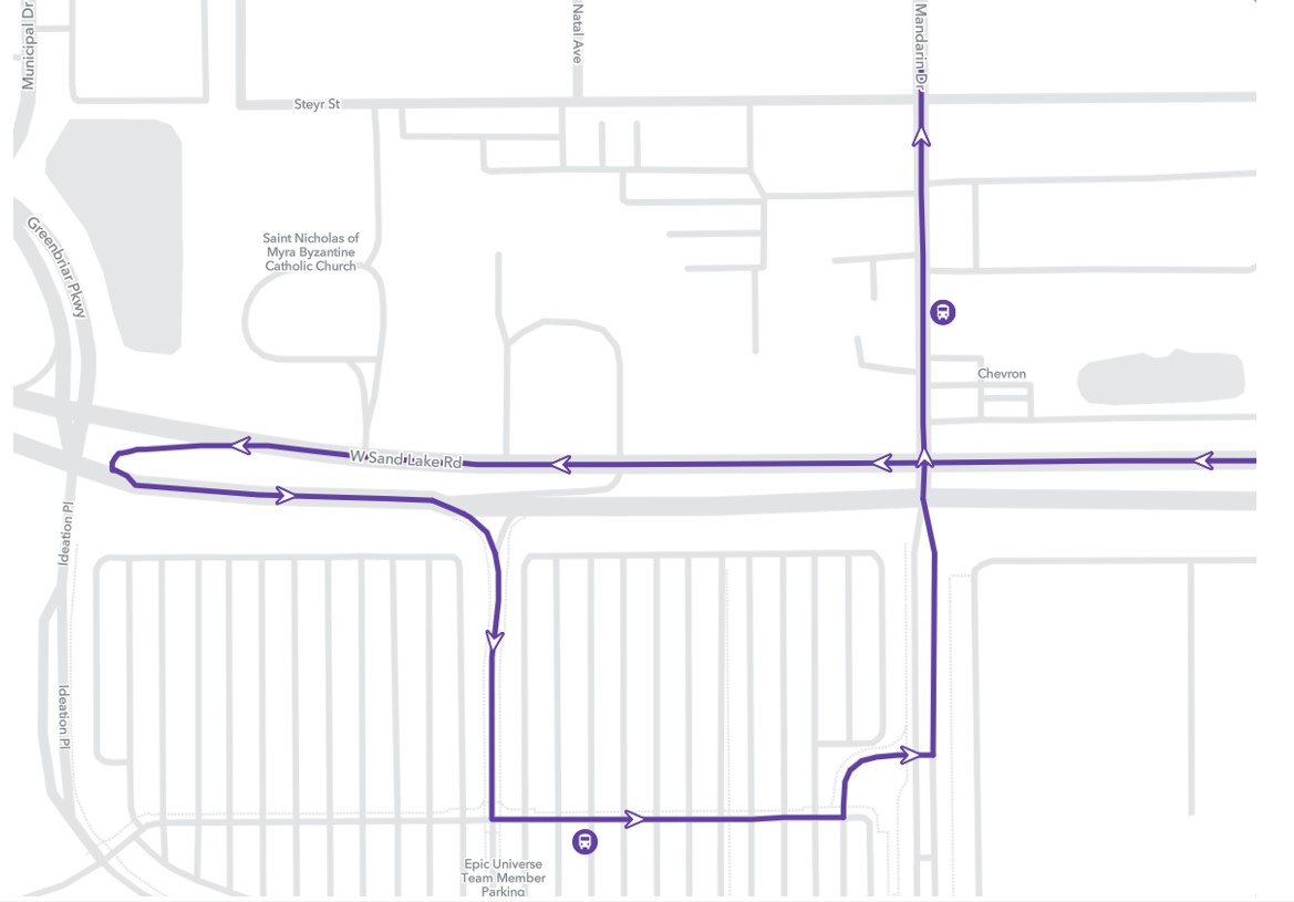 Map of Epic Universe northbound service