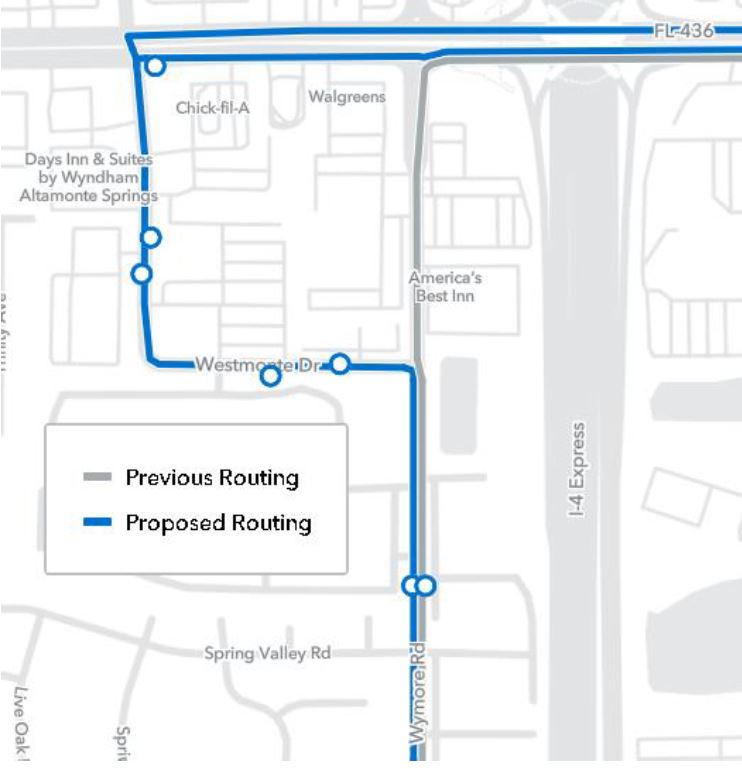 Map of Link 1 new route and bus stop changes