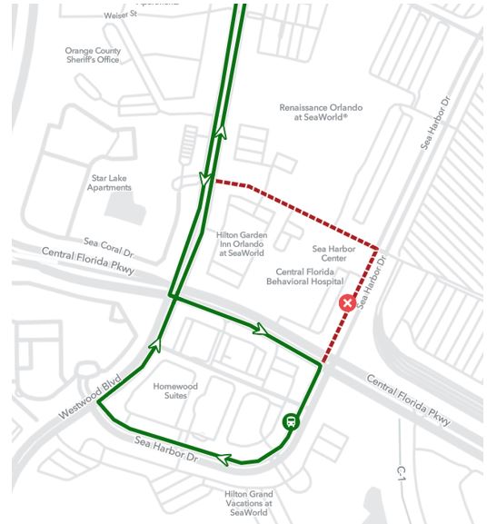 Map of permanent detour for Link 111.