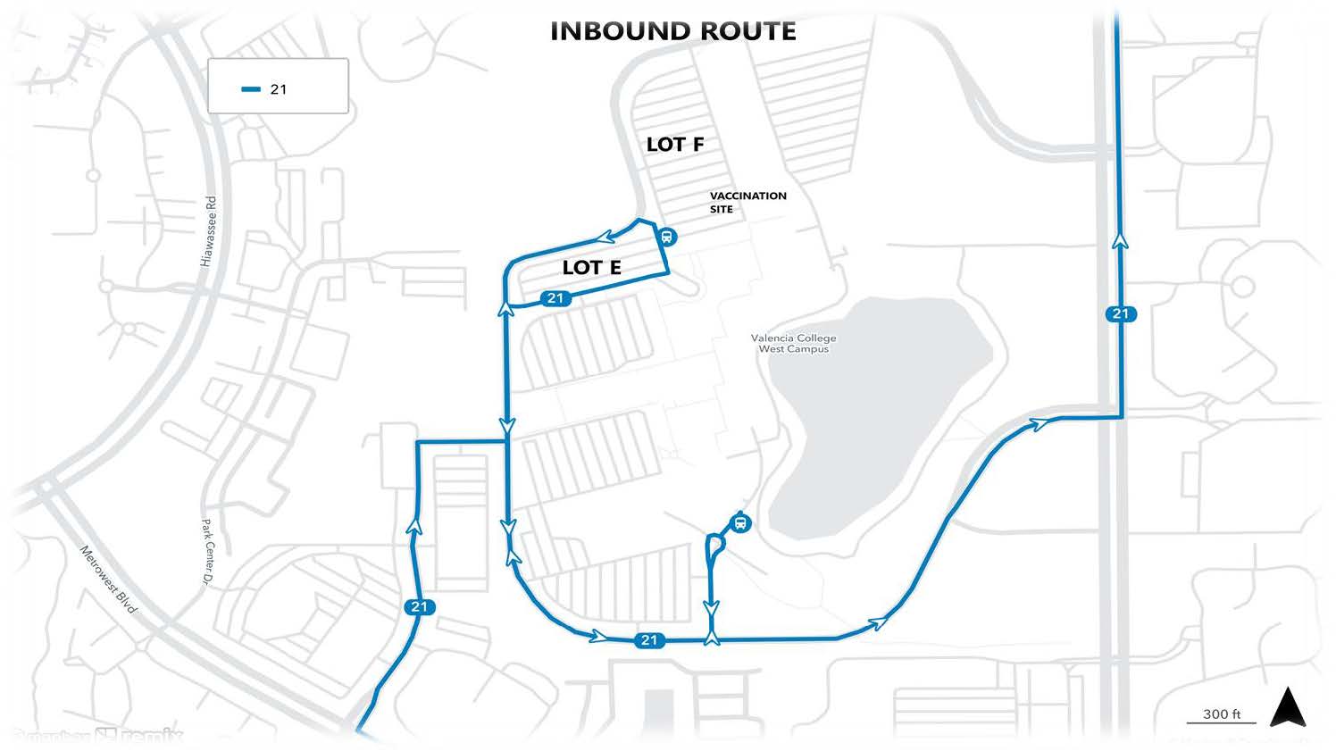 Map of Link 21 inbound route