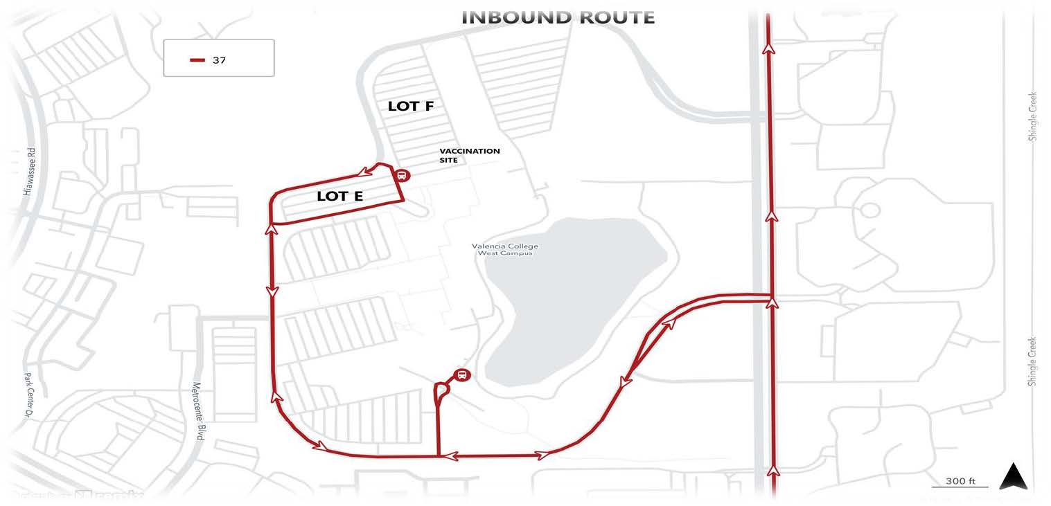Map of Link 37 inbound route
