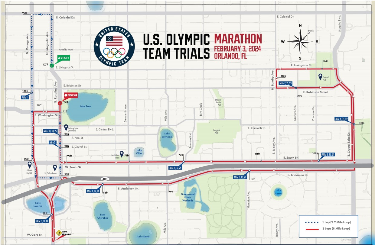 Map of US Olympic Team Trials route
