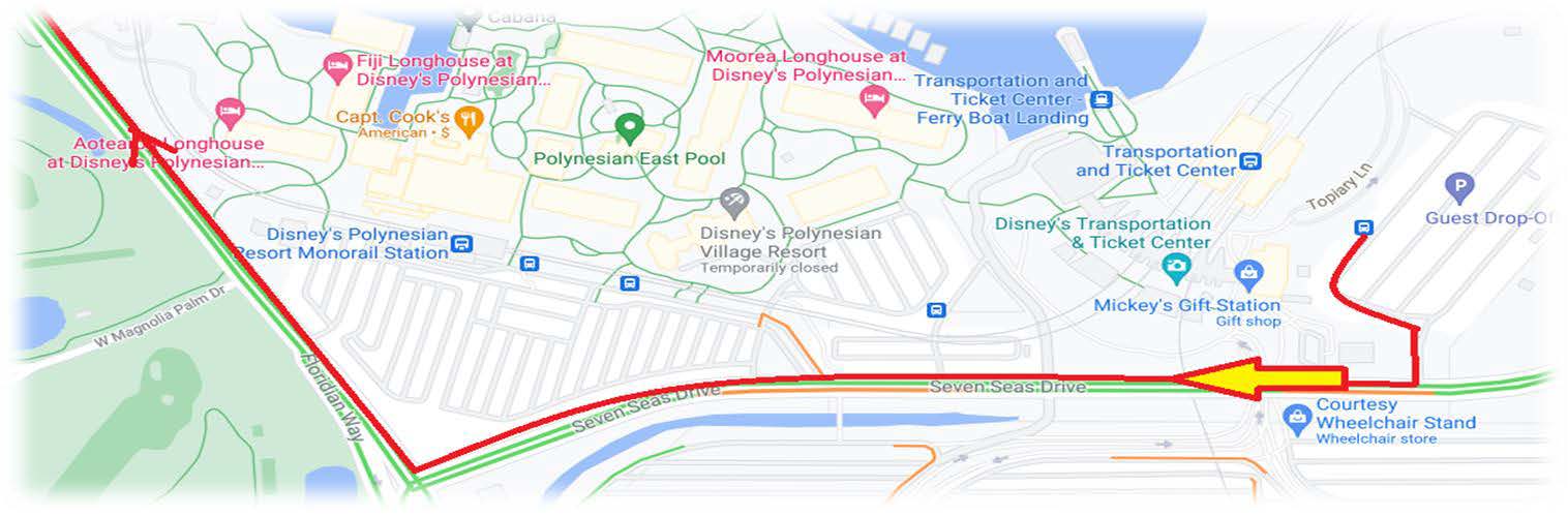 Map of detour on Seven Seas Drive