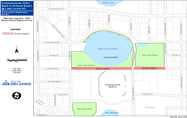 map of the detour around Camping World Stadium for the back to school event