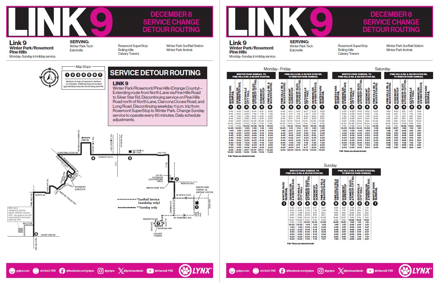 Link 9 December 8 service change detour routing